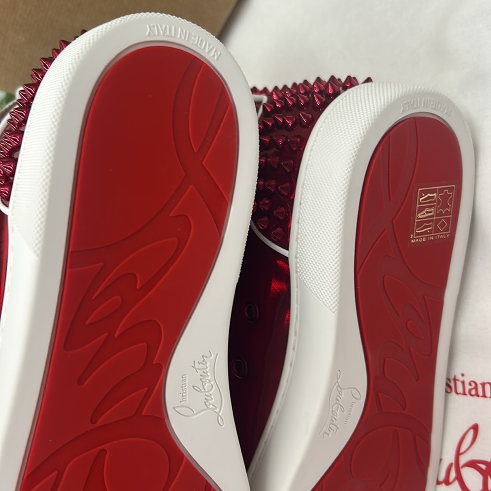 Christian Louboutin Red Spiked Sneakers - Picture 5 of 10